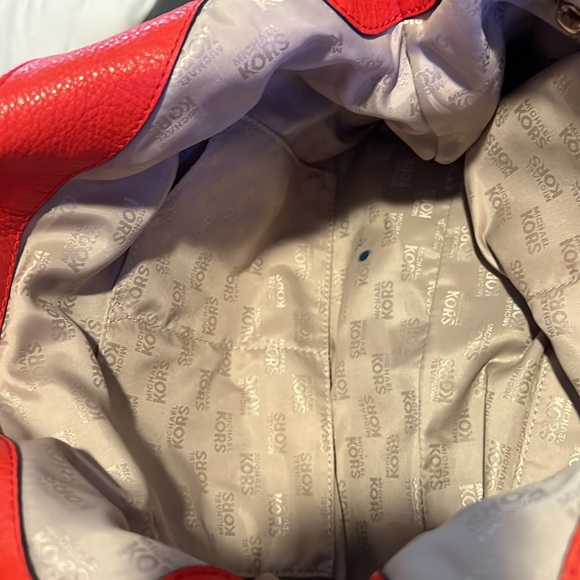 Michael Kors Red Hobo Bag with Glossy Finish - Picture 11 of 13